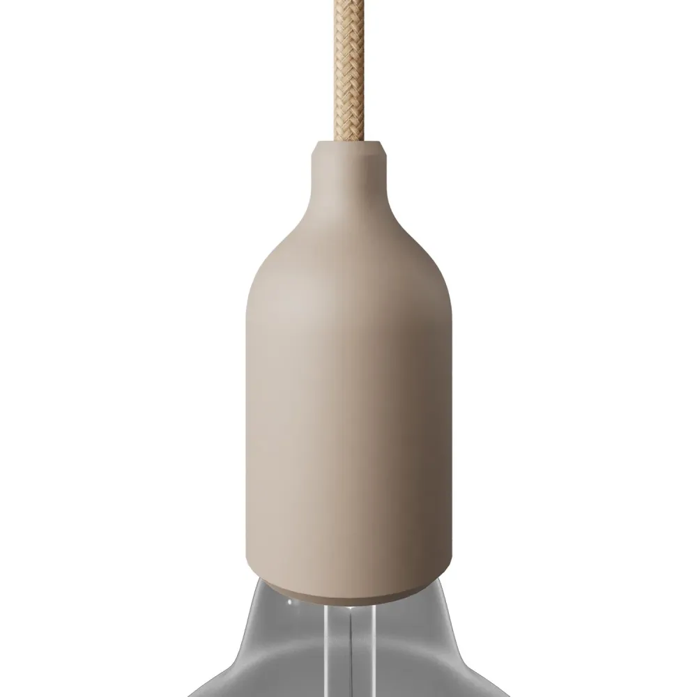 Set grla za žarulju E27 od silikona sa skrivenom stezaljkom za kabel - Desert Brown