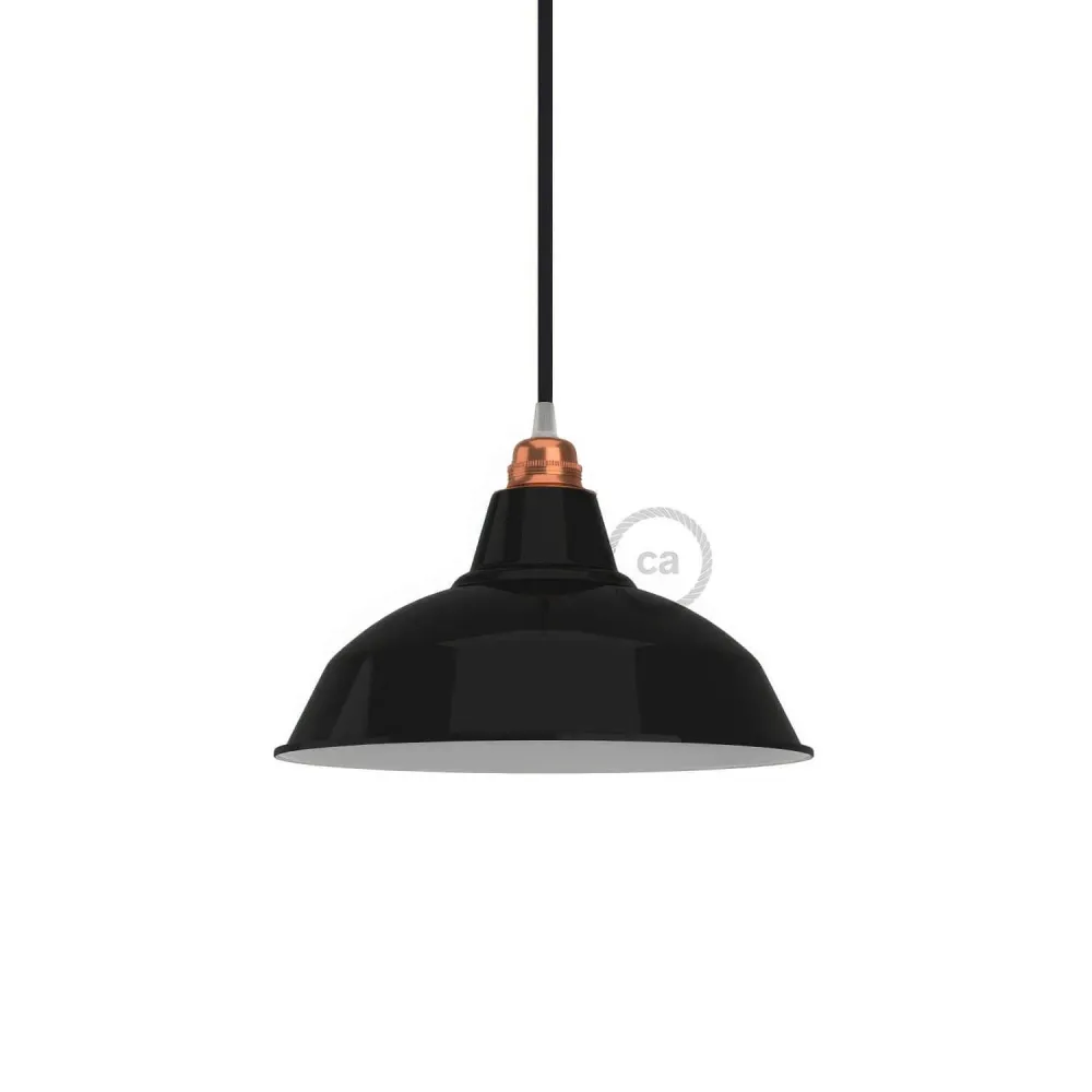 Sjenilo Bistrot od emajliranog metala s E27 grlom, promjer 30 cm - Crna
