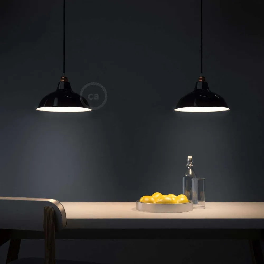 Sjenilo Bistrot od emajliranog metala s E27 grlom, promjer 30 cm - Crna