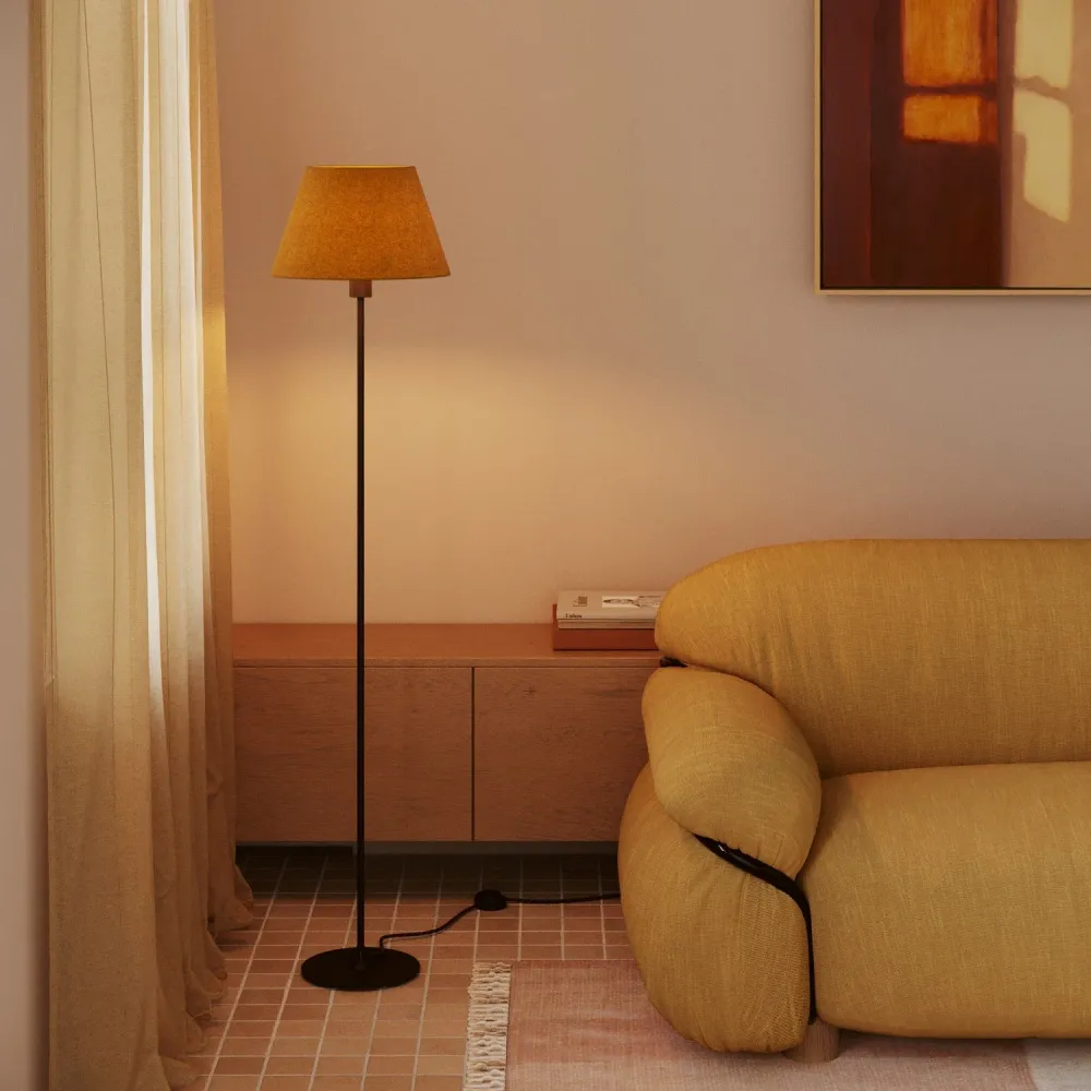 Sjenilo Impero M od tkanine za podnu lampu s E27 grlom - Proizvedeno u Italiji - Vuna Senf