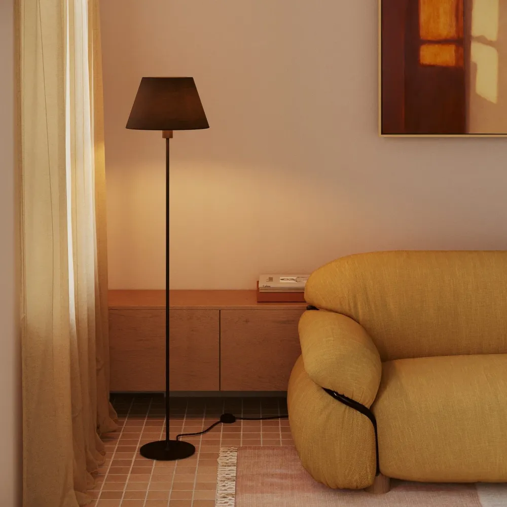 Sjenilo Impero M od tkanine za podnu lampu s grlom E27 - Proizvedeno u Italiji - Teletta Antracit