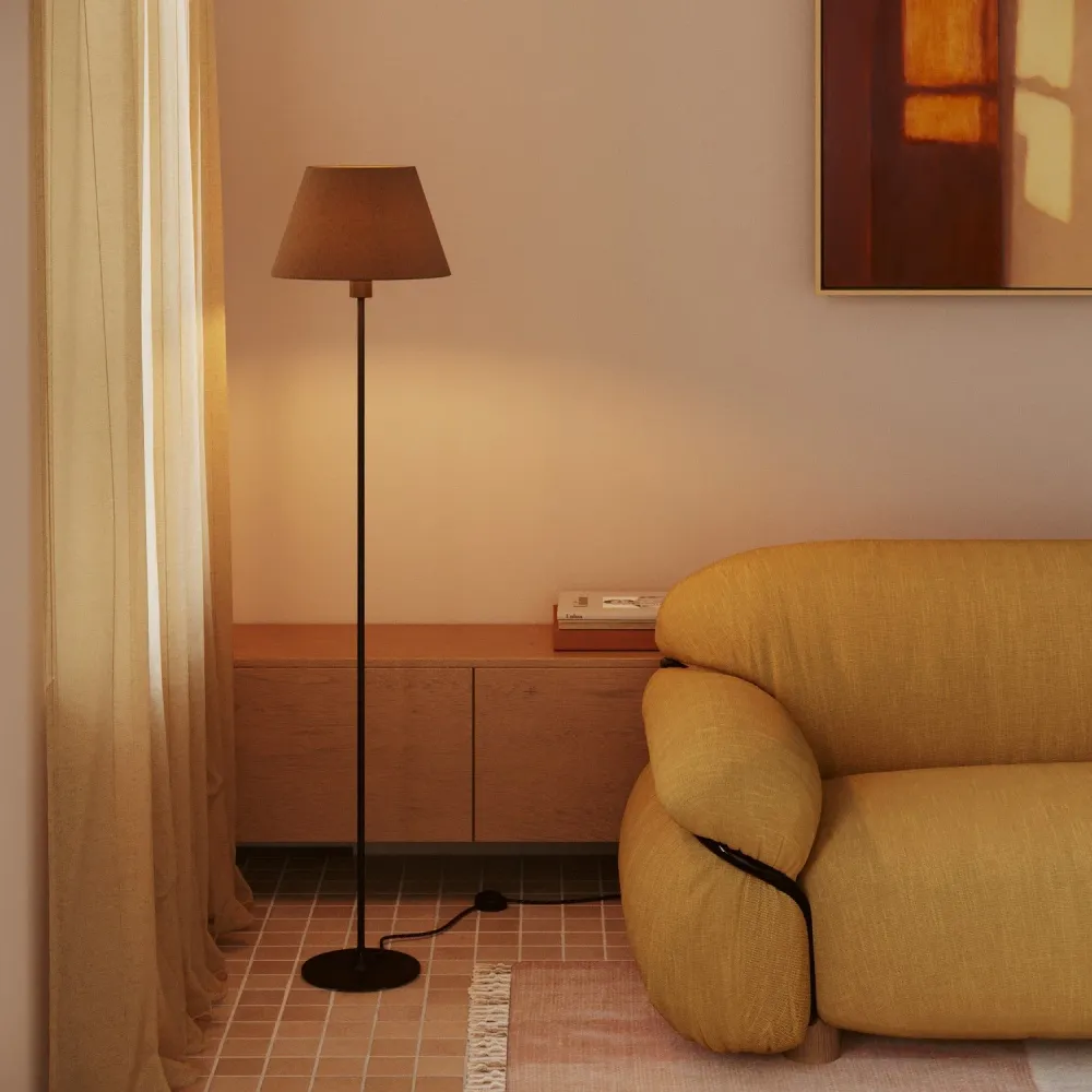 Sjenilo Impero M od tkanine za podnu lampu s grlom E27 - Proizvedeno u Italiji - Smeđ vuna