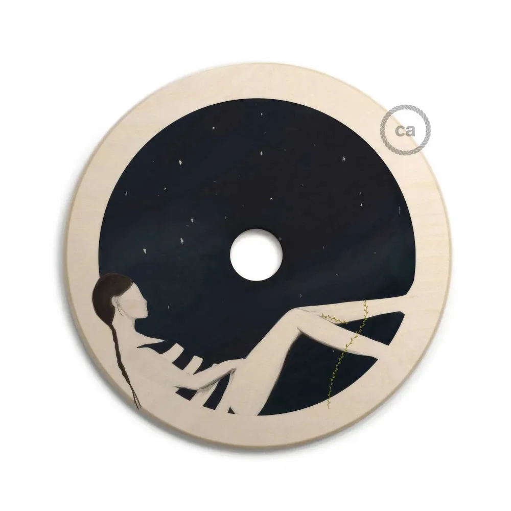UFO sjenilo od drva Special Edition Talijanski ilustratori, dvostrano, promjer 33 cm - Chiara Fucà