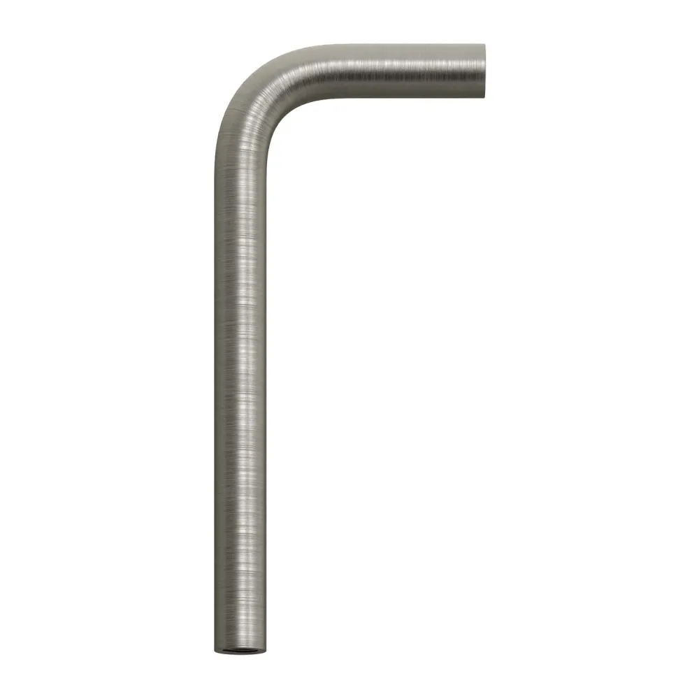 Zakrivljena produžna cijev 14 cm od metala - Saten titanij