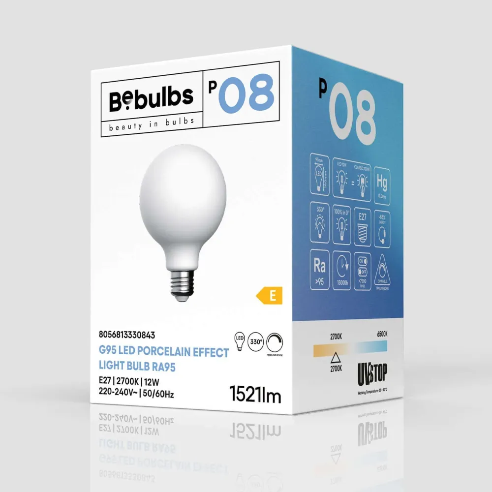 Žarulja LED Porculanski efekt CRI 95 G95 12W 1521Lm E27 2700K Prigušiva – P08