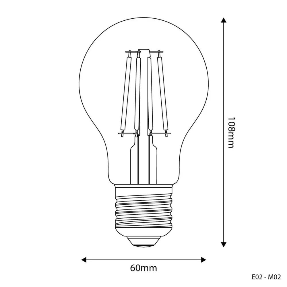 Žarulja LED Prozirna Kap A60 4W 470Lm E27 2700K - E02