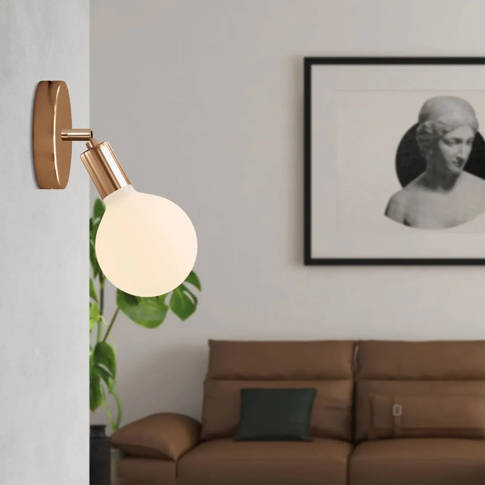 Fermaluce Snodo metalna lampa sa žaruljom Globo Porculan - Bakar