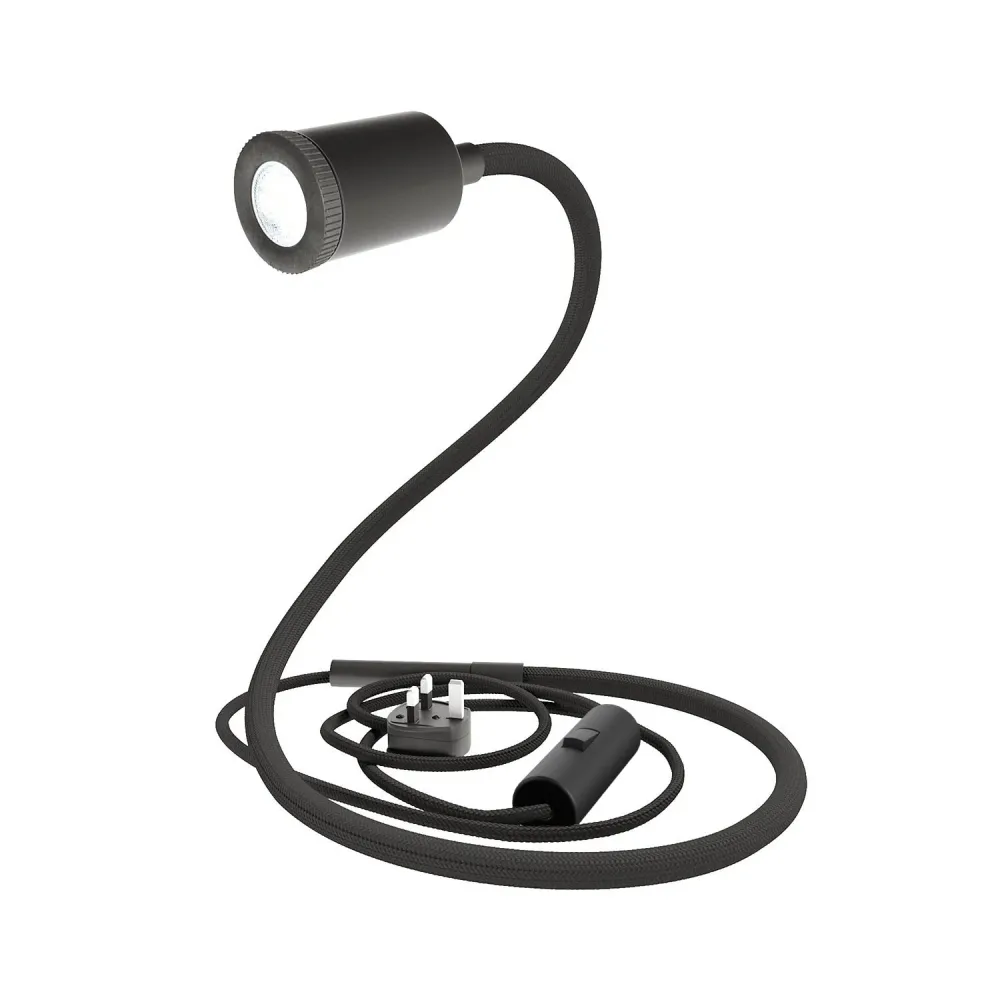 GU1d-one savitljiva lampa bez baze s mini LED reflektorom i UK utikačem - Crna