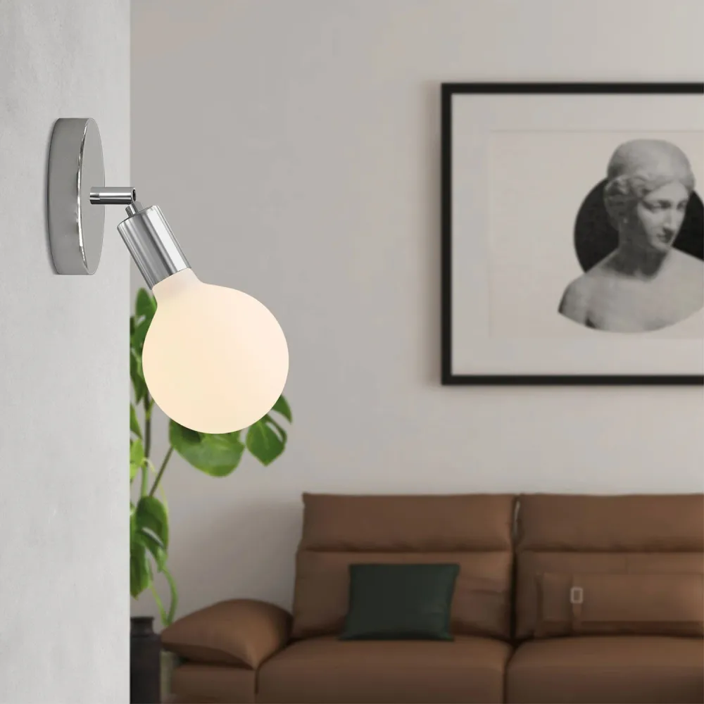 Lampa Fermaluce Snodo od metala sa žaruljom Globo Porculan - Krom