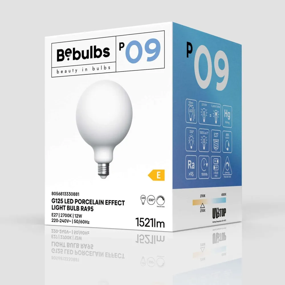 LED žarulja Porculanski efekt CRI 95 G125 12W 1521Lm E27 2700K Prigušiva - P09