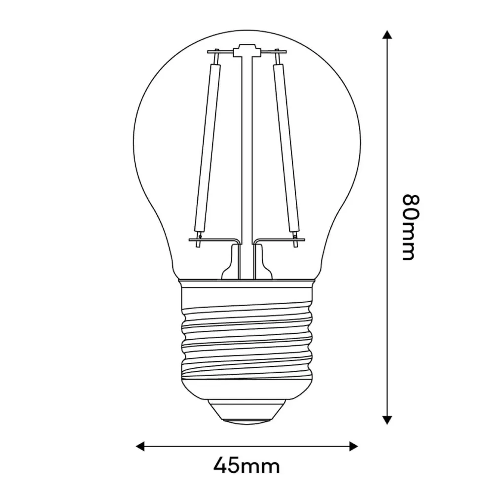 LED žarulja Prozirna Globetta G45 2W 136Lm E27 2700K - E08