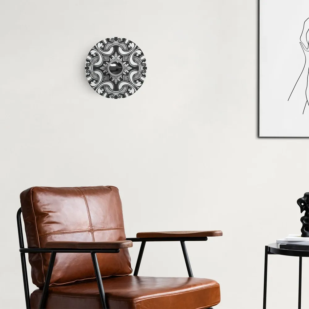 Mini tanjur Ellepì 'Maioliche' Bijelo i Crno za lampe, promjer 24 cm - Made Italy