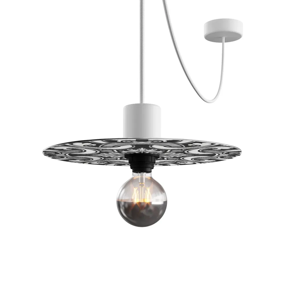 Mini tanjur Ellepì 'Maioliche' Bijelo i Crno za lampe, promjer 24 cm - Made Italy