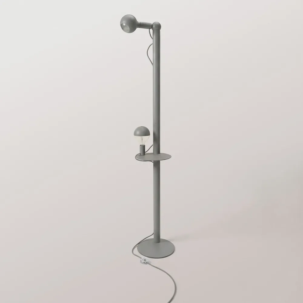 Rocco XXL - Lampada da terra con spina UK e lampadina Maria e Camo - Grigio