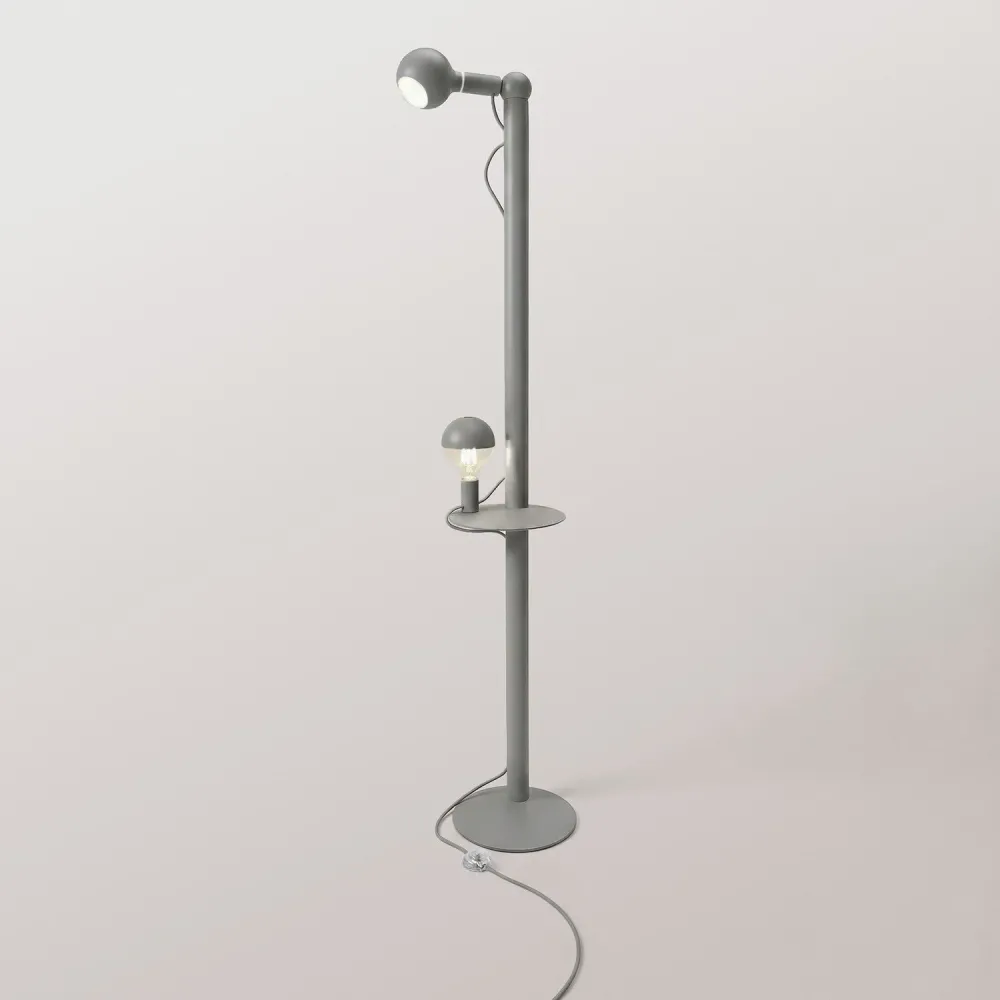 Rocco XXL - Lampada da terra con spina UK e lampadina Maria e Camo - Grigio