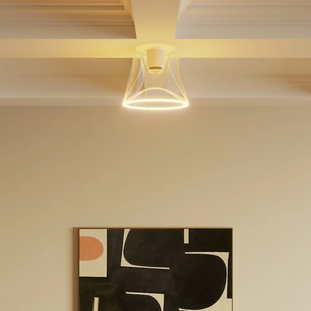 Stropna lampa dizajna s Ghost žaruljom u obliku prozirnog stošca - Bijela