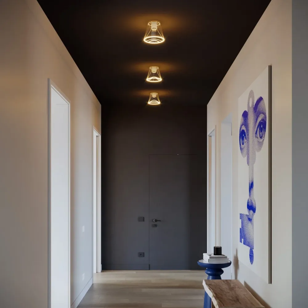 Stropna lampa dizajna s Ghost žaruljom u obliku prozirnog stošca - Bijela