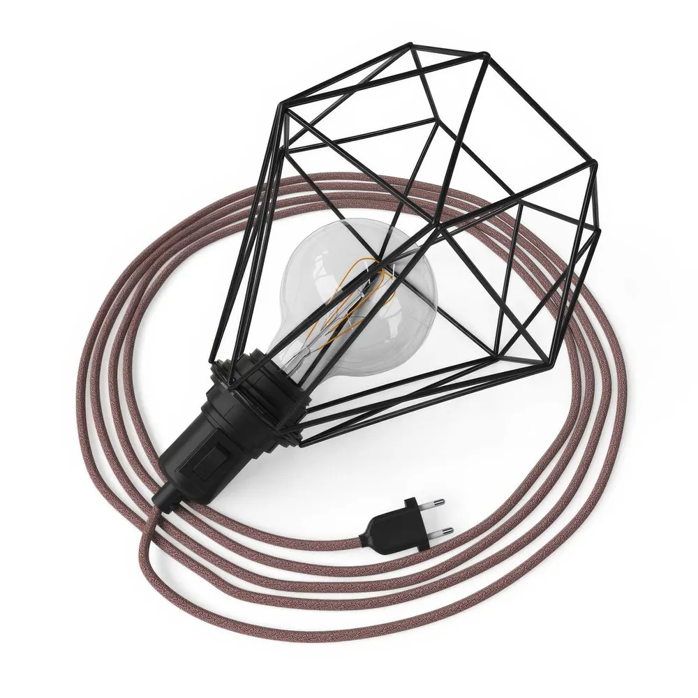 Table Snake - Plug- lampa sa sjenilom u obliku kaveza Diamond - Crna