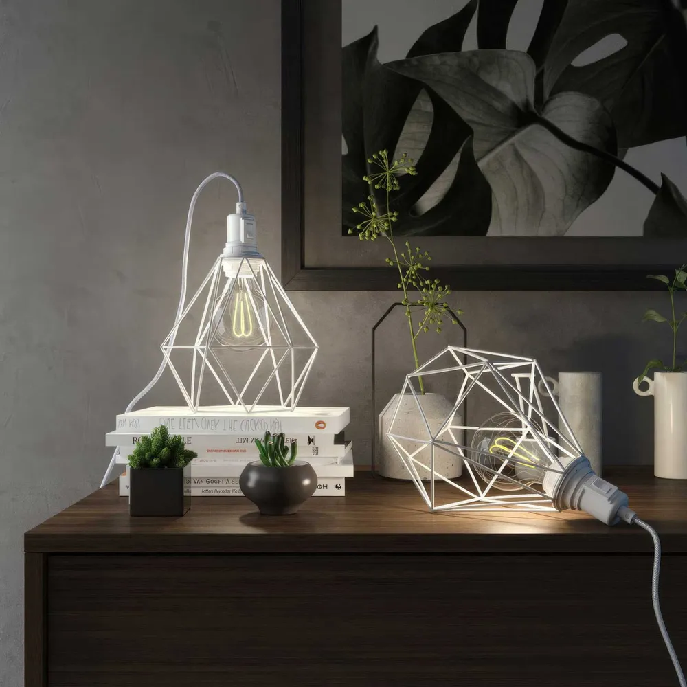 Table Snake - Plug- lampa sa sjenilom u obliku kaveza Diamond - Bijelo