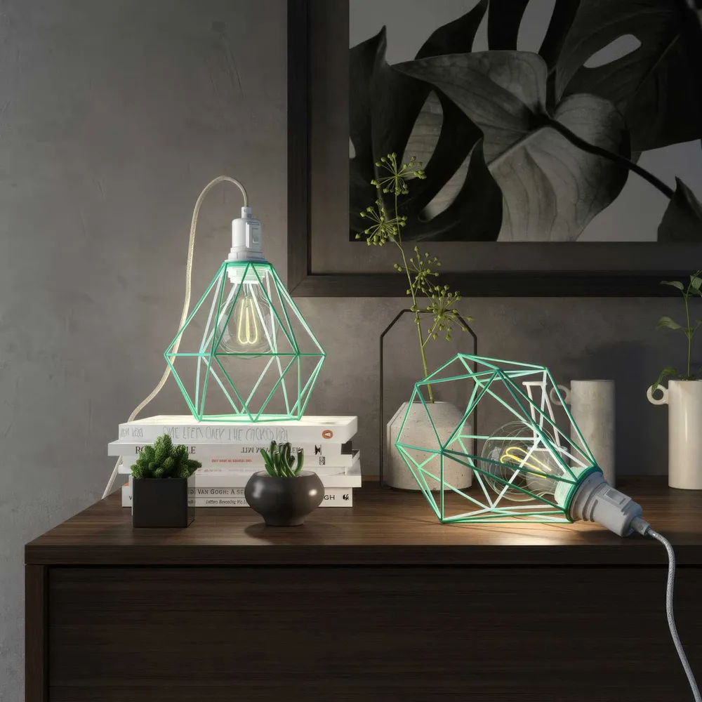 Table Snake – Plug- lampa s UK utikačem i sjenilom u obliku Diamond kaveza – Tirkizna