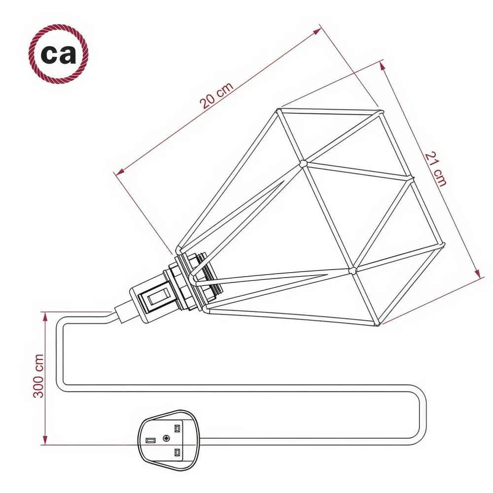 Table Snake – Plug- lampa s UK utikačem i sjenilom u obliku Diamond kaveza – Tirkizna
