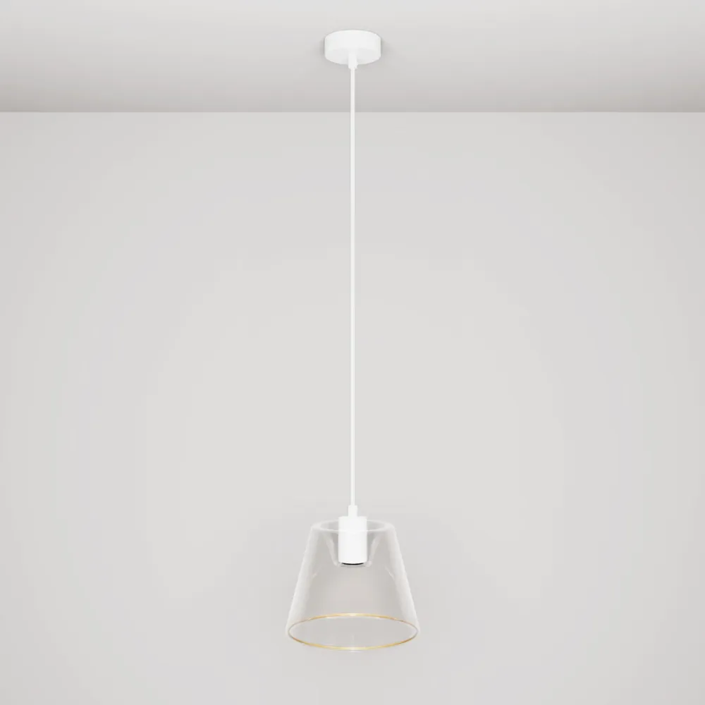 Viseć lampa sa žaruljom Ghost u prozirnom konusnom obliku - Bijela