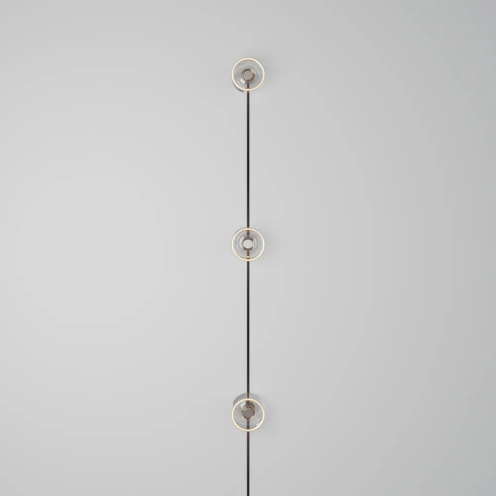 Zidna lampa Spostaluce s utikačem, 3 žarulje Ghost i crni kabel