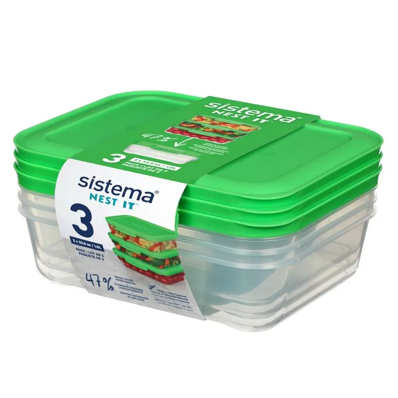 Sistema Skladištenje hrane - Nest It - 3-Pak - 1L - Zelena