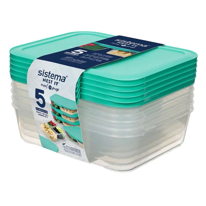 Sistema Skladištenje hrane - Priprema obroka Nest It - 5 pak - 1.9L - Minty Teal
