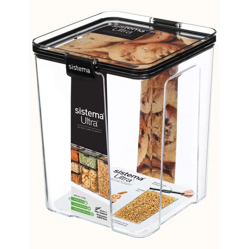 Sistema Skladištenje hrane - Tritan Ultra - Kvadratni - Veliki - 2.75L - Crna