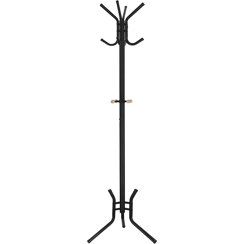 Samostojeć metalna vješalica za kapute, odjeću, visoka 176 cm, crna