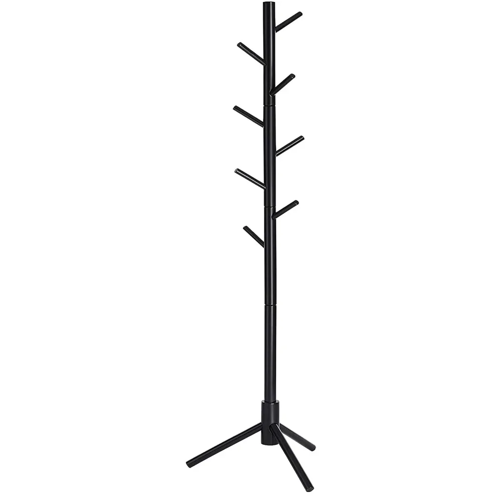 Samostojeć vješalica za kapute, odjeću, od punog drveta, visoka 175cm, crna