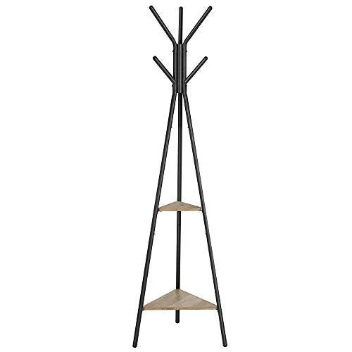 Stalak za kapute industrijskog stila, 49,5 x 49,5 x 179 cm, sive i crne boje
