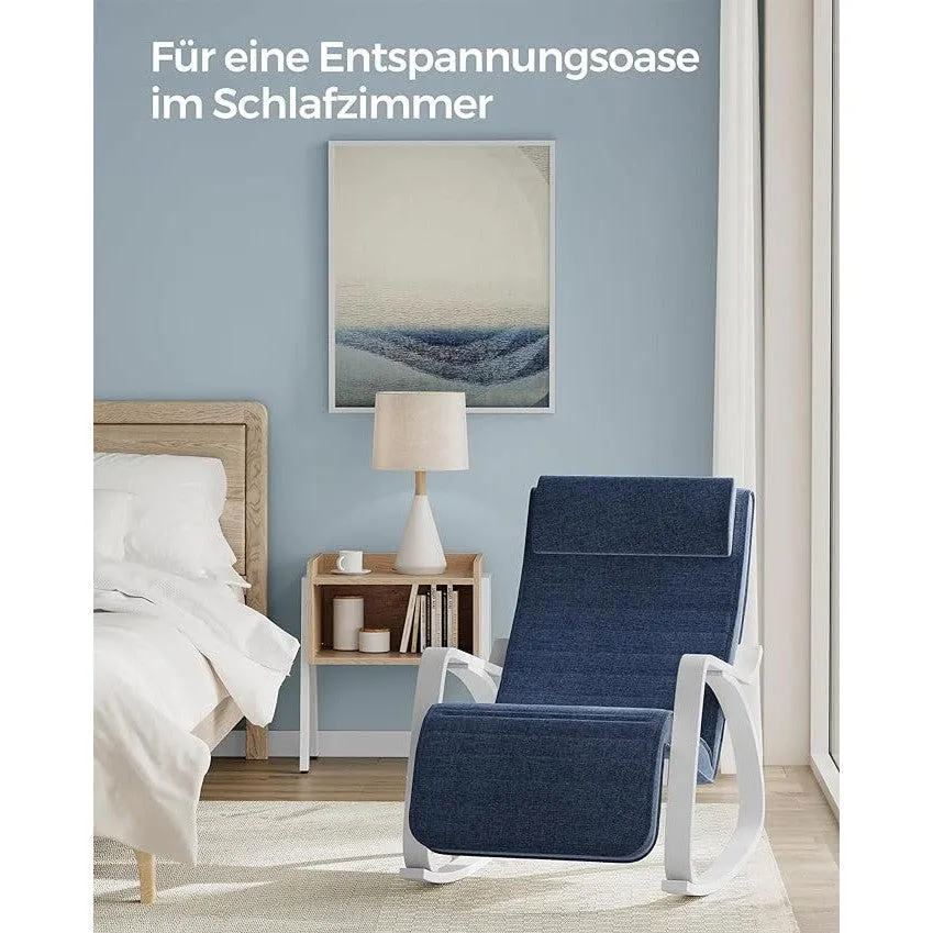 Fotelja za ljuljanje nosivosti do 150 kg, 121,5 x 67 x 84 cm, tamno plava i bijela
