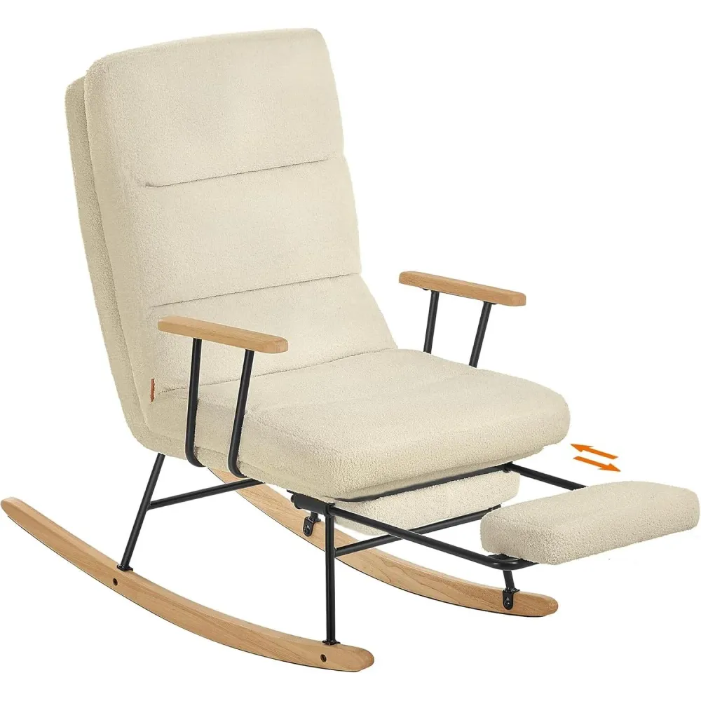 Stolica za ljuljanje nosivost do 160 kg, 97 × 67 × 100 cm, krem bijela | VASHOME