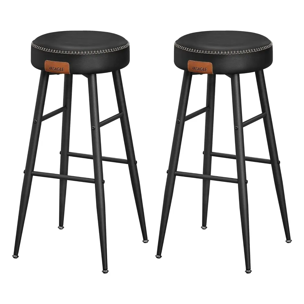 EKHO Set od 2 barske stolice, kuhinjske stolice visine 76,2 cm, crne