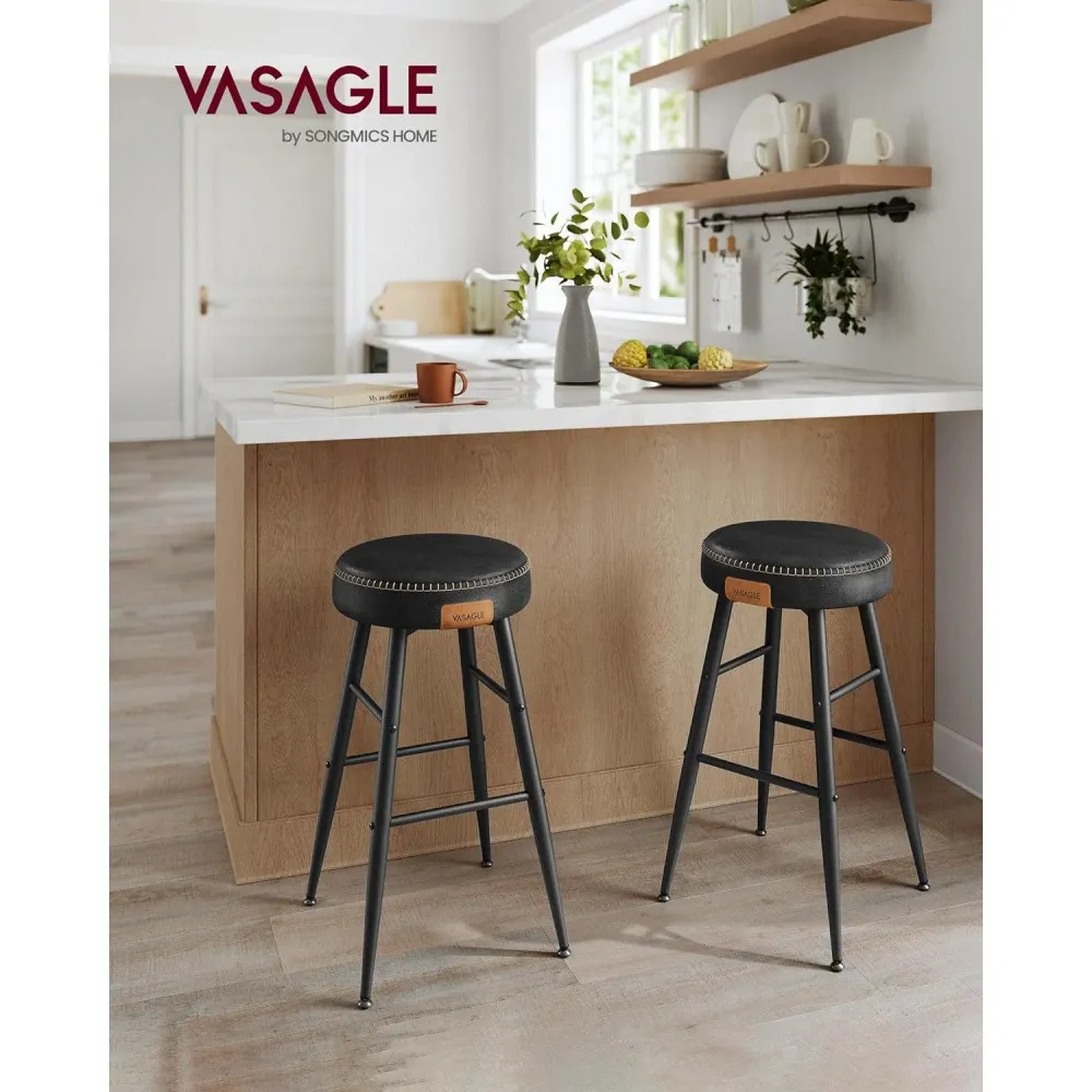 EKHO Set od 2 barske stolice, kuhinjske stolice, visine 63 cm, crne