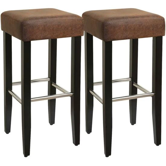 Set od 2 barske stolice bez naslona od umjetne kože, visine 76cm, smeđe