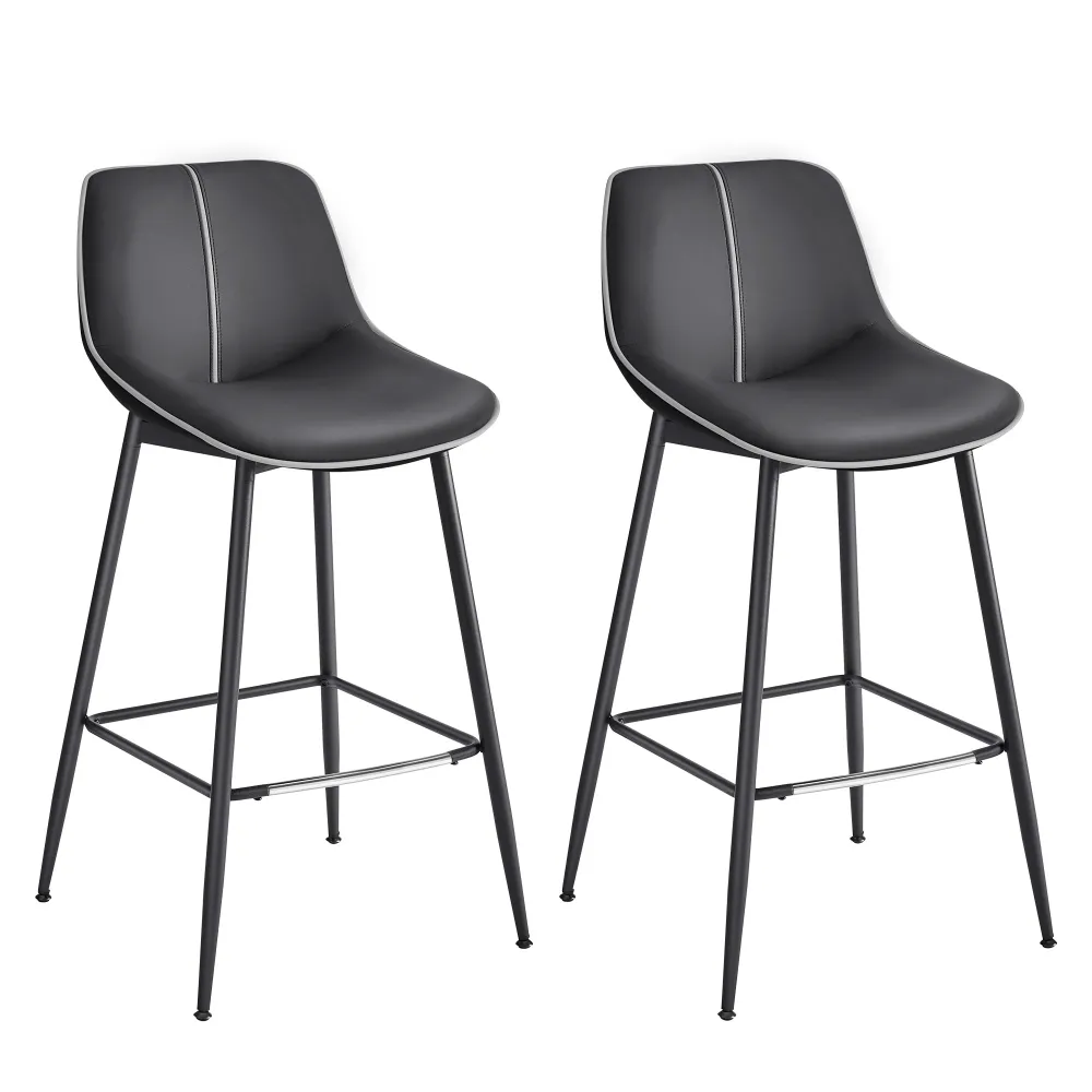 Set od 2 barske stolice s ergonomskim naslonom , visina sjedala 73 cm, crna