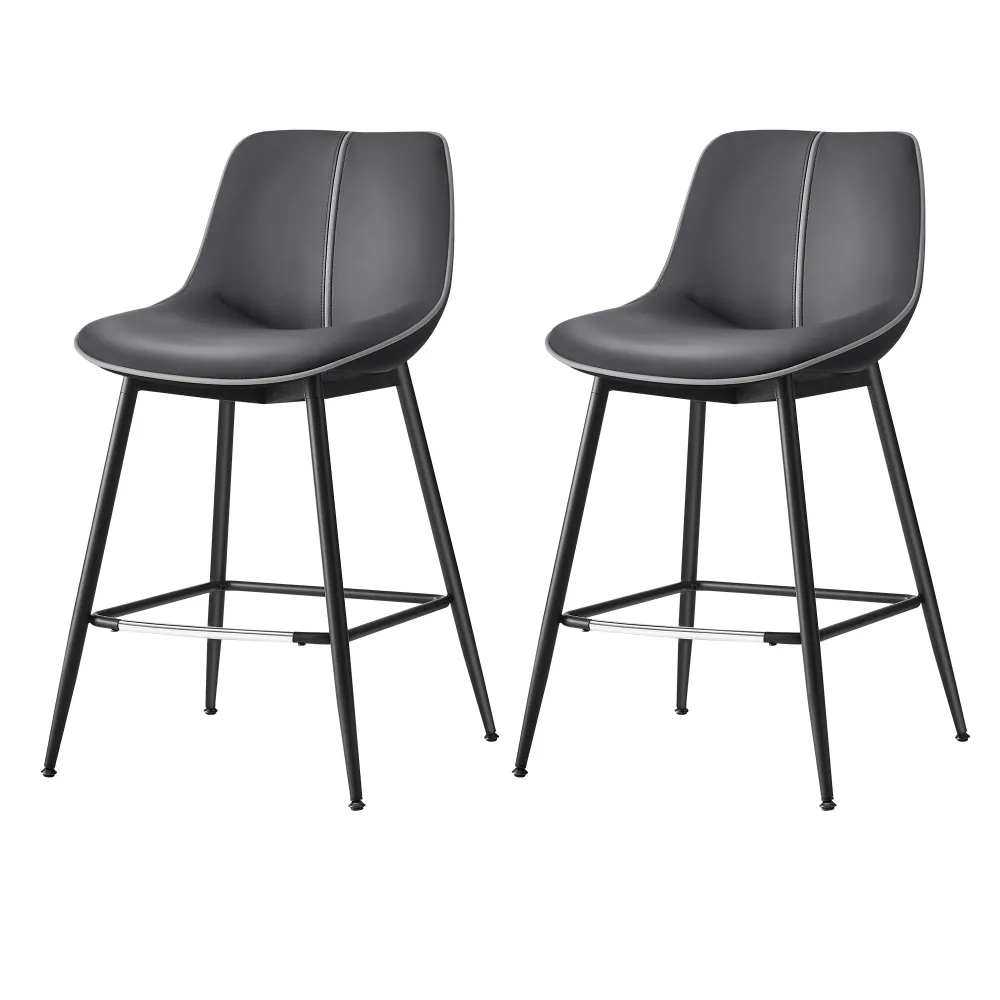Set od 2 barske stolice s ergonomskim naslonom , visina sjedala 62 cm, crna
