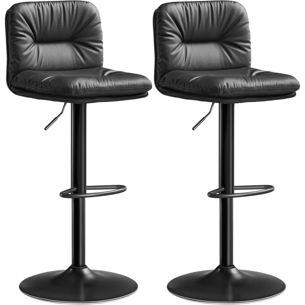 Set od 2 barske stolice s naslonom, podesive visine, 47 x 41 x (89–110) cm, crne