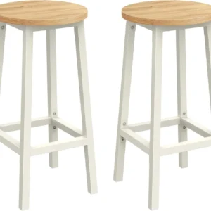 Set od 2 barske stolice, ‎32 x 32 x 65 cm, nosivosti do 100kg, bež i bijele boje | VASAGLE