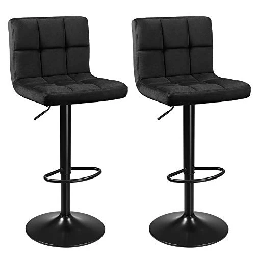 Set od 2 barske stolice podesive visine, 38 x 44,5 x (95-115) cm, crne