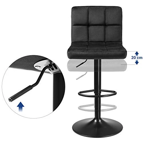 Set od 2 barske stolice podesive visine, 38 x 44,5 x (95-115) cm, crne