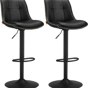 Set od 2 barske stolice, podesive visine, 44 x 48 x (90–112) cm, crne boje | VASAGLE