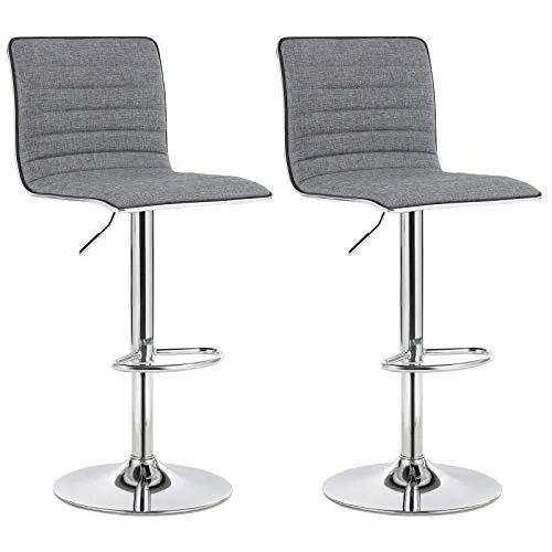 Set od 2 barske stolice s tkaninom, podesive visine, sive