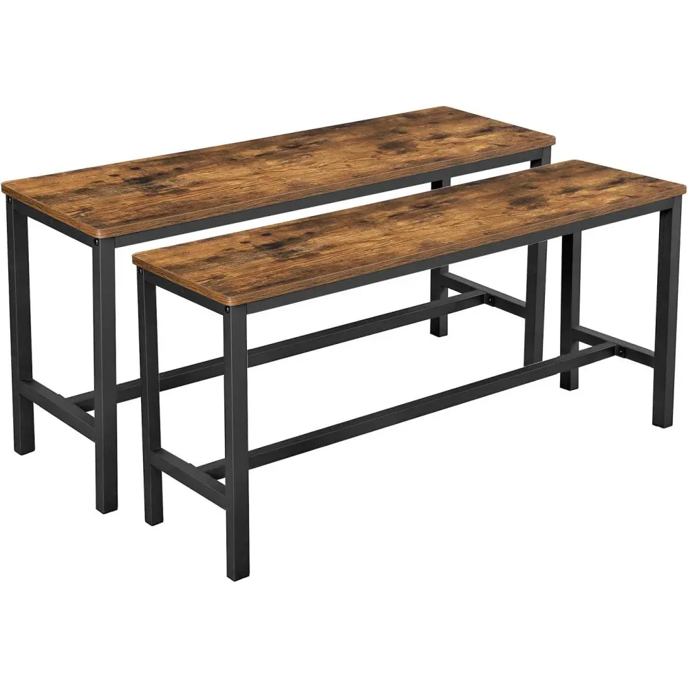 Set od 2 blagovaonse klupe, 108 x 33,5 x 50 cm, vintage smeđe i crne