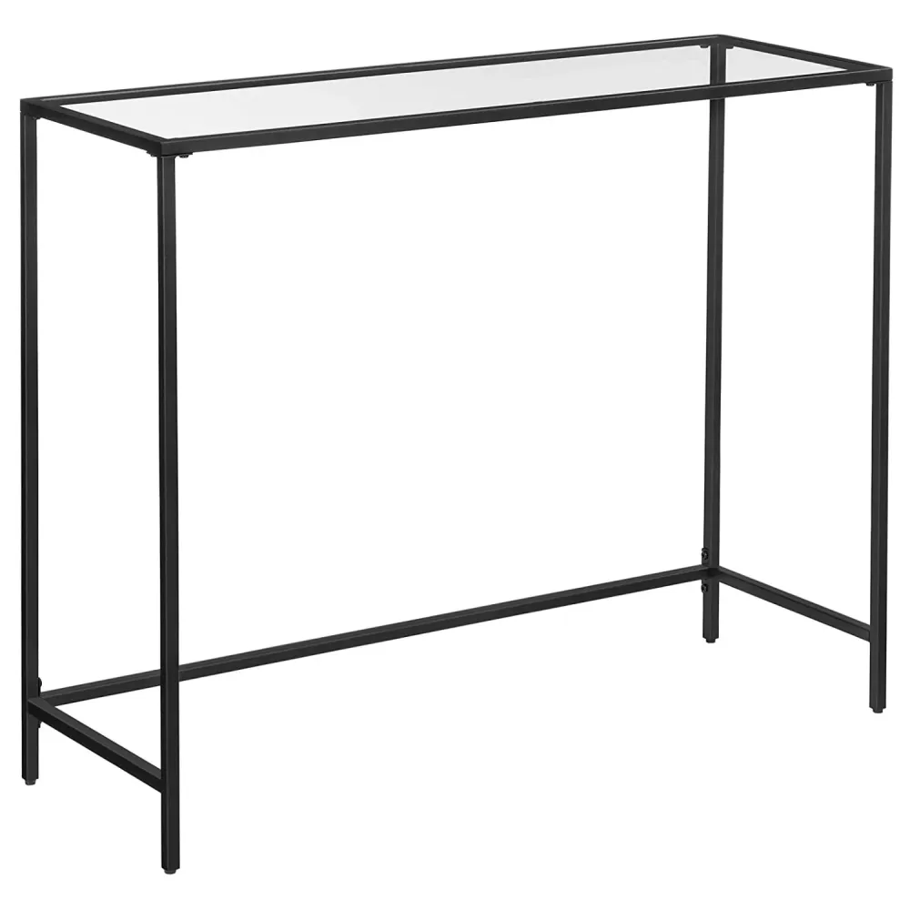 konzolni stol kaljeno staklo, podesive noge, 100 x 80 x 35 cm crno