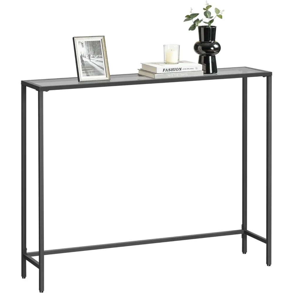 Konzolni stol od kaljenog stakla, 20 x 100 x 80 cm, crno sivi