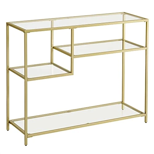 Konzolni stol od kaljenog stakla s metalnim okvirom, 35 x 100 x 80 cm, zlatni
